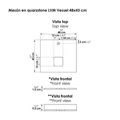 Mueble para Lavamanos Flotante Basico Soder Mali 48x48cm Individual con Mesón de Quartzone - MUEBLES PARA LAVAMANOS | Bylmo