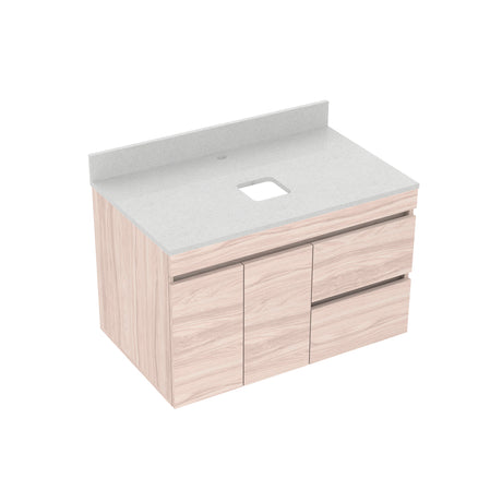Mueble para Lavamanos Flotante Viteli Soder Mali 79x48cm Individual con Mesón de Quartzone y con Dos Cajones - MUEBLES PARA LAVAMANOS | Bylmo