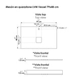 Mueble para Lavamanos Flotante Viteli Soder Mali 79x48cm Individual con Mesón de Quartzone y con Dos Cajones - MUEBLES PARA LAVAMANOS | Bylmo