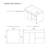 Mueble para Lavamanos Flotante Viteli Soder Mali 79x48cm Individual con Mesón de Quartzone y con Dos Cajones - MUEBLES PARA LAVAMANOS | Bylmo