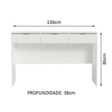 Tocador Carly Blanco 136x86cm de Tres Puestos con Tres Cajones sin Espejo y sin Sillas - TOCADORES | Bylmo