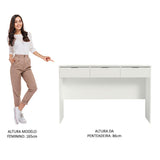 Tocador Carly Blanco 136x86cm de Tres Puestos con Tres Cajones sin Espejo y sin Sillas - TOCADORES | Bylmo