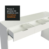 Tocador Carly Blanco 136x86cm de Tres Puestos con Tres Cajones sin Espejo y sin Sillas - TOCADORES | Bylmo