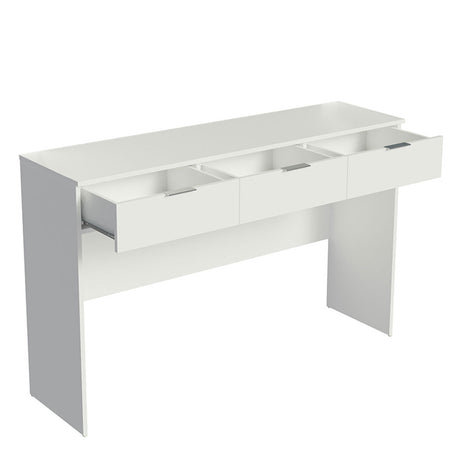 Tocador Carly Blanco 136x86cm de Tres Puestos con Tres Cajones sin Espejo y sin Sillas - TOCADORES | Bylmo