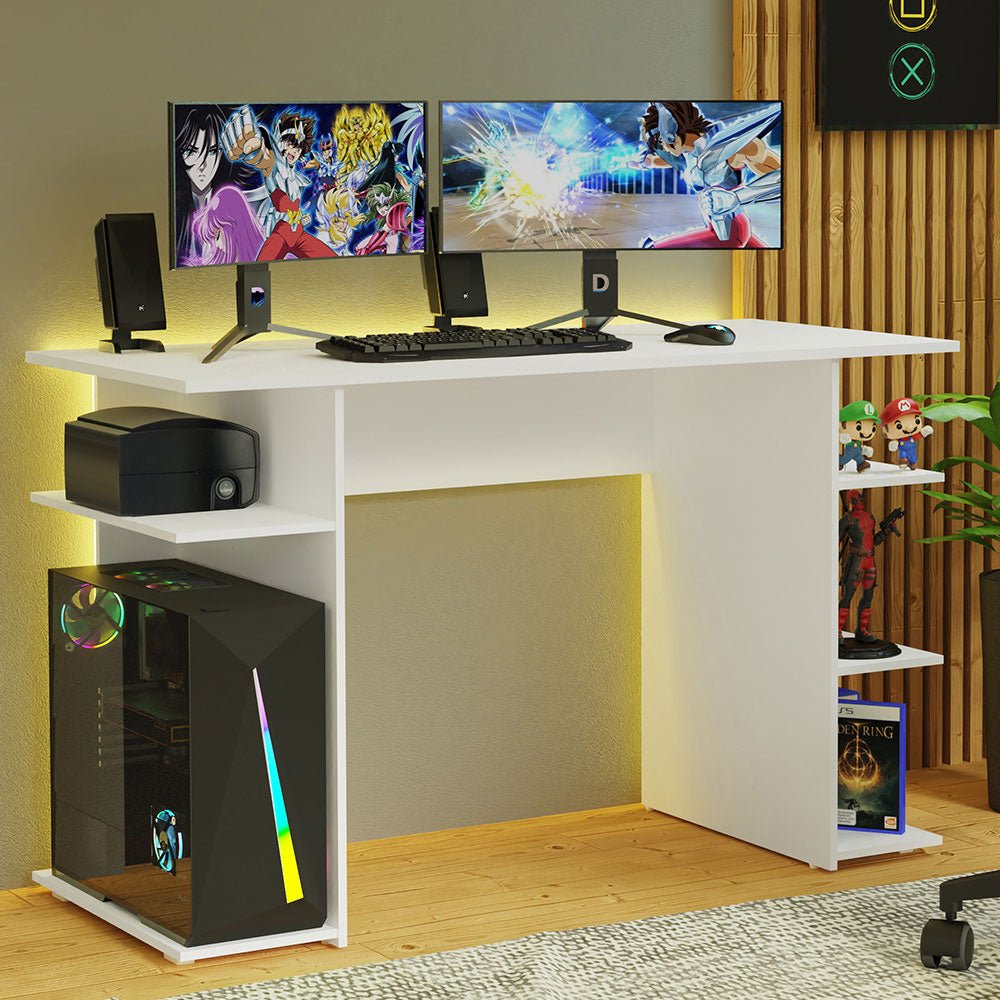 Escritorio Gamer Blanco 120x76cm con Organizador de Libros - ESCRITORIOS | Bylmo
