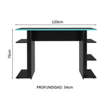 Escritorio Gamer Negro y Azul 120x76cm con Organizador de Libros - ESCRITORIOS | Bylmo