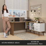 Escritorio en L Lisboa Blanco y Marron 255x74cm con Organizador de Libros y con Archivador - ESCRITORIOS | Bylmo