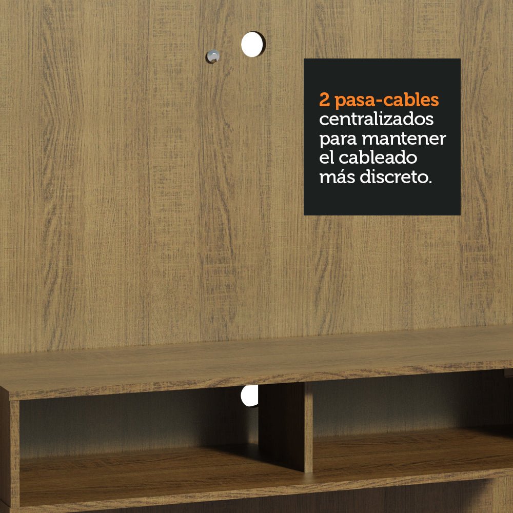 Panel de TV Arizona Marron 130x136cm para TV Hasta 50" Pulgadas con Ranuras para Cables y con Dos Compartimientos - MUEBLES DE TV | Bylmo