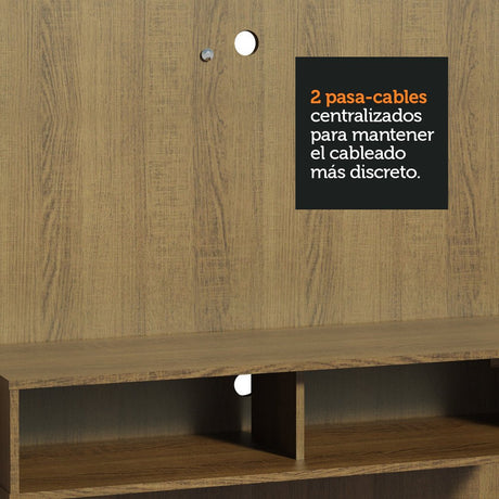 Panel de TV Arizona Marron 130x136cm para TV Hasta 50" Pulgadas con Ranuras para Cables y con Dos Compartimientos - MUEBLES DE TV | Bylmo
