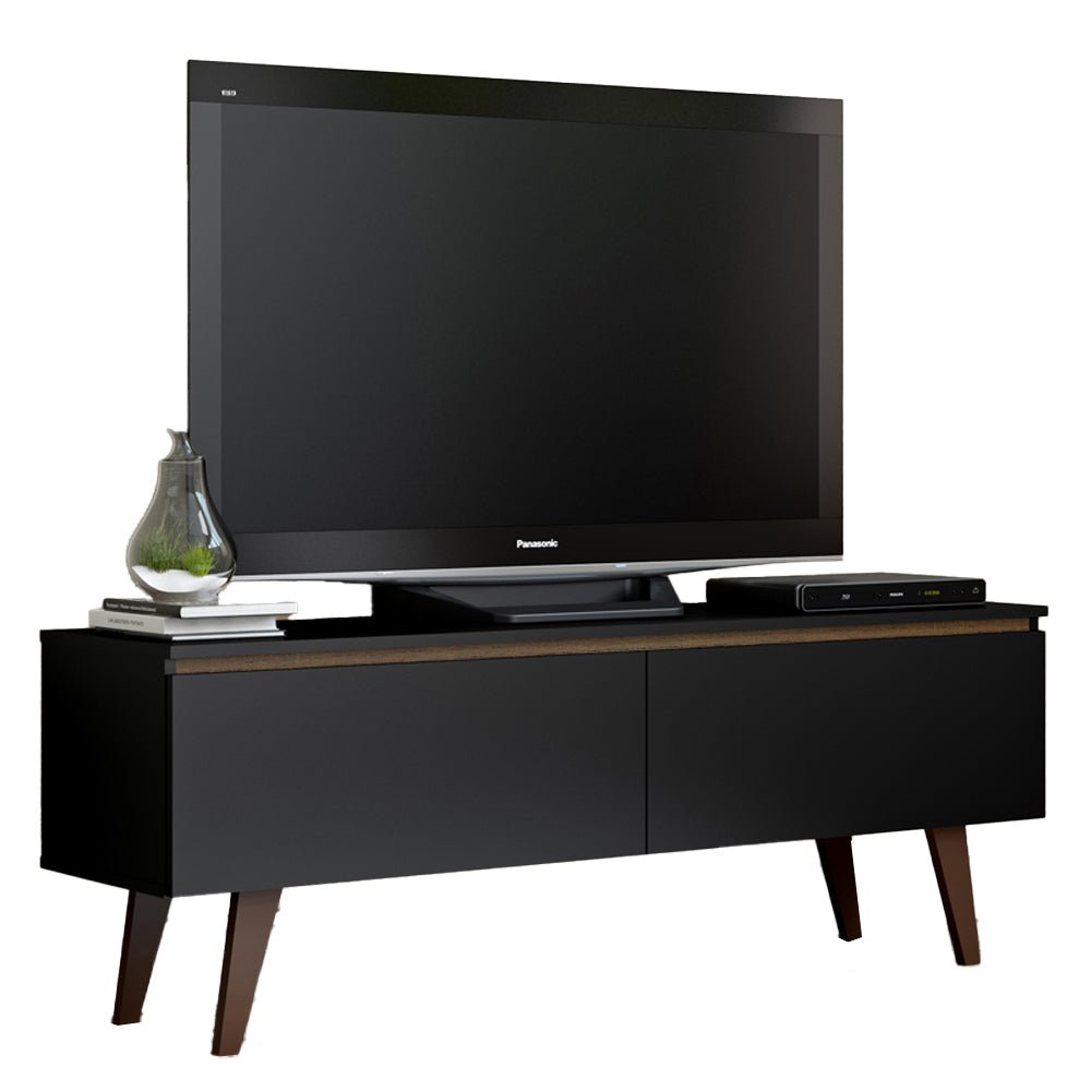 Rack de TV Le Mans Marron y Negro 136x50cm para TV Hasta 55" Pulgadas y con Un Compartimiento - MUEBLES DE TV | Bylmo