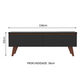 Rack de TV Le Mans Marron y Negro 136x50cm para TV Hasta 55" Pulgadas y con Un Compartimiento - MUEBLES DE TV | Bylmo