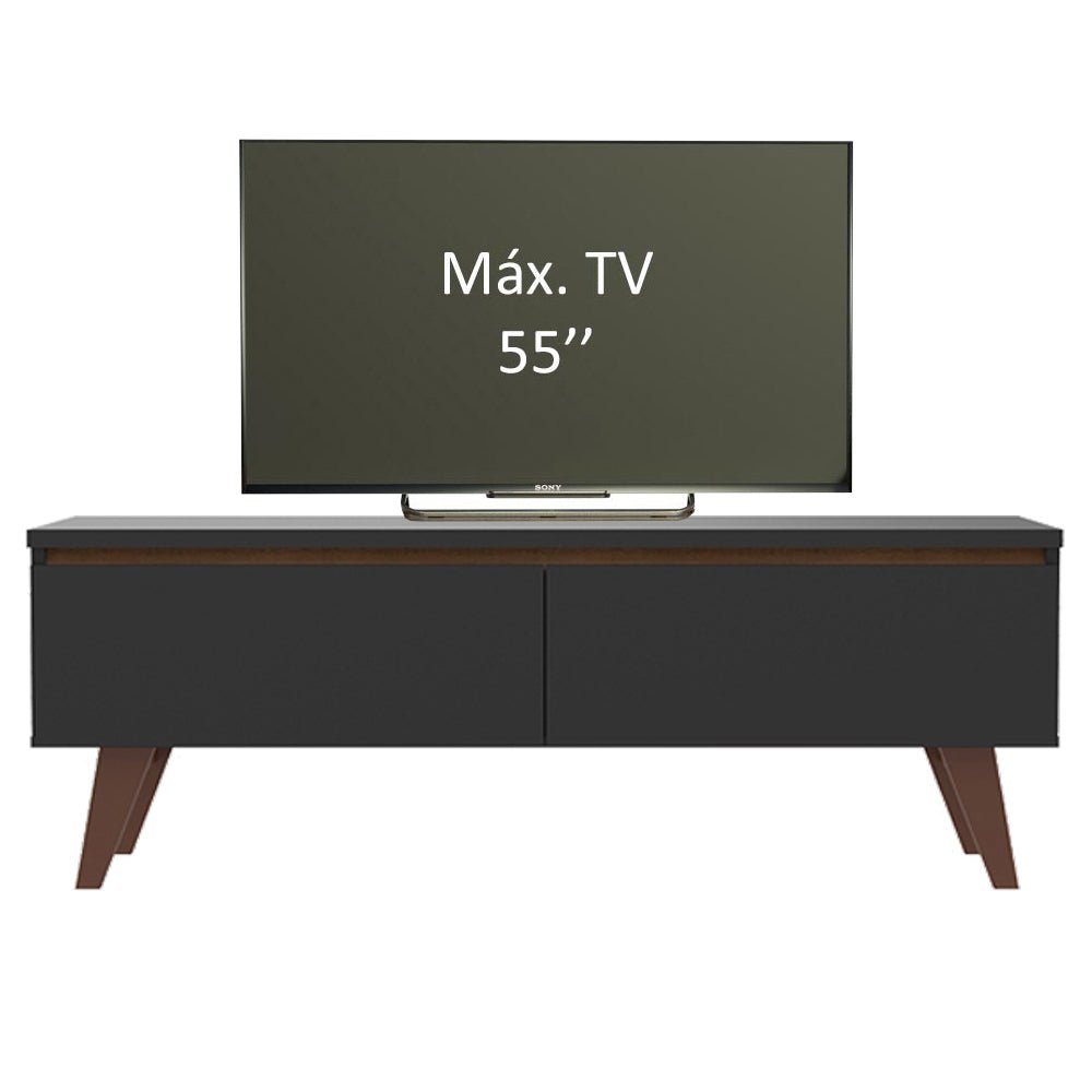 Rack de TV Le Mans Marron y Negro 136x50cm para TV Hasta 55" Pulgadas y con Un Compartimiento - MUEBLES DE TV | Bylmo