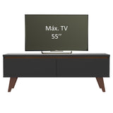 Rack de TV Le Mans Marron y Negro 136x50cm para TV Hasta 55" Pulgadas y con Un Compartimiento - MUEBLES DE TV | Bylmo