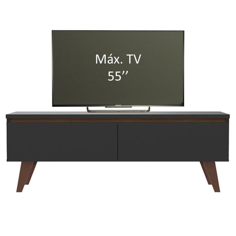 Rack de TV Le Mans Marron y Negro 136x50cm para TV Hasta 55" Pulgadas y con Un Compartimiento - MUEBLES DE TV | Bylmo