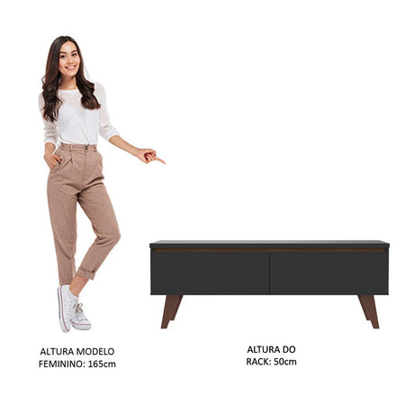 Rack de TV Le Mans Marron y Negro 136x50cm para TV Hasta 55" Pulgadas y con Un Compartimiento - MUEBLES DE TV | Bylmo