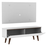 Combo Mueble y Panel de TV Le Mans Blanco 136x72cm para TV Hasta 55" Pulgadas con Ranuras para Cables y con Dos Compartimientos - MUEBLES DE TV | Bylmo