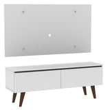 Combo Mueble y Panel de TV Le Mans Blanco 136x72cm para TV Hasta 55" Pulgadas con Ranuras para Cables y con Dos Compartimientos - MUEBLES DE TV | Bylmo