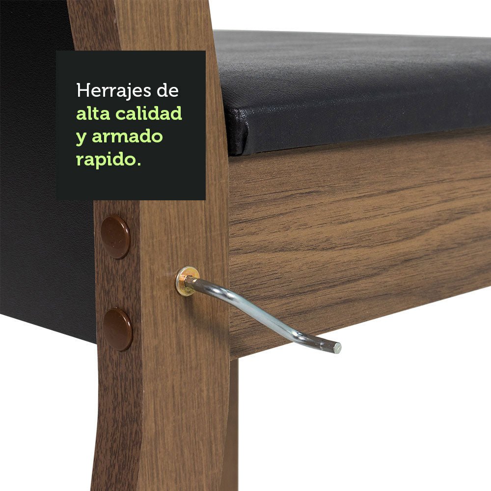 Combo Comedor y Sillas Medelin Marron y Negro 136x76cm Rectangular de Seis Puestos con Seis Sillas - COMEDORES | Bylmo