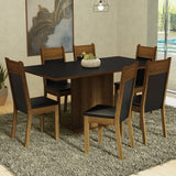 Combo Comedor y Sillas Augusta Negro y Marron 160x79cm Rectangular de Seis Puestos con Seis Sillas - COMEDORES | Bylmo