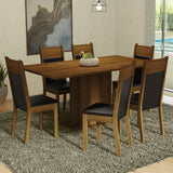 Combo Comedor y Sillas Augusta Marron y Negro 160x79cm Rectangular de Seis Puestos con Seis Sillas - COMEDORES | Bylmo