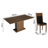 Combo Comedor y Sillas Augusta Marron y Negro 160x79cm Rectangular de Seis Puestos con Seis Sillas - COMEDORES | Bylmo