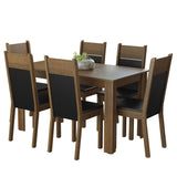 Combo Comedor y Sillas Bahamas Marron y Negro 136x76cm Rectangular de Seis Puestos con Seis Sillas - COMEDORES | Bylmo