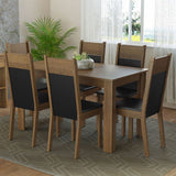 Combo Comedor y Sillas Bahamas Marron y Negro 136x76cm Rectangular de Seis Puestos con Seis Sillas - COMEDORES | Bylmo