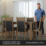 Combo Comedor y Sillas Bahamas Marron y Negro 136x76cm Rectangular de Seis Puestos con Seis Sillas - COMEDORES | Bylmo