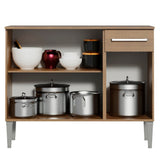 Mueble Inferior de Cocina Emily Marron 105x88cm con Mesón de Acero Inoxidable y sin Estufa - MUEBLES INFERIORES DE COCINA | Bylmo