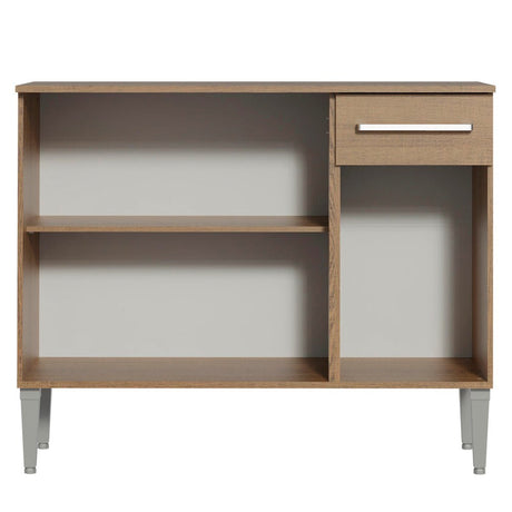 Mueble Inferior de Cocina Emily Marron 105x88cm con Mesón de Acero Inoxidable y sin Estufa - MUEBLES INFERIORES DE COCINA | Bylmo