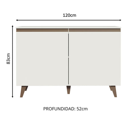 Mueble Inferior de Cocina Reims Blanco 120x83cm con Mesón de Madera Aglomerada Mdp y sin Estufa - MUEBLES INFERIORES DE COCINA | Bylmo
