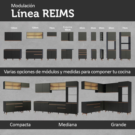 Mueble Inferior de Cocina Reims Negro 60x83cm con Mesón de Madera Aglomerada Mdp y sin Estufa - MUEBLES INFERIORES DE COCINA | Bylmo