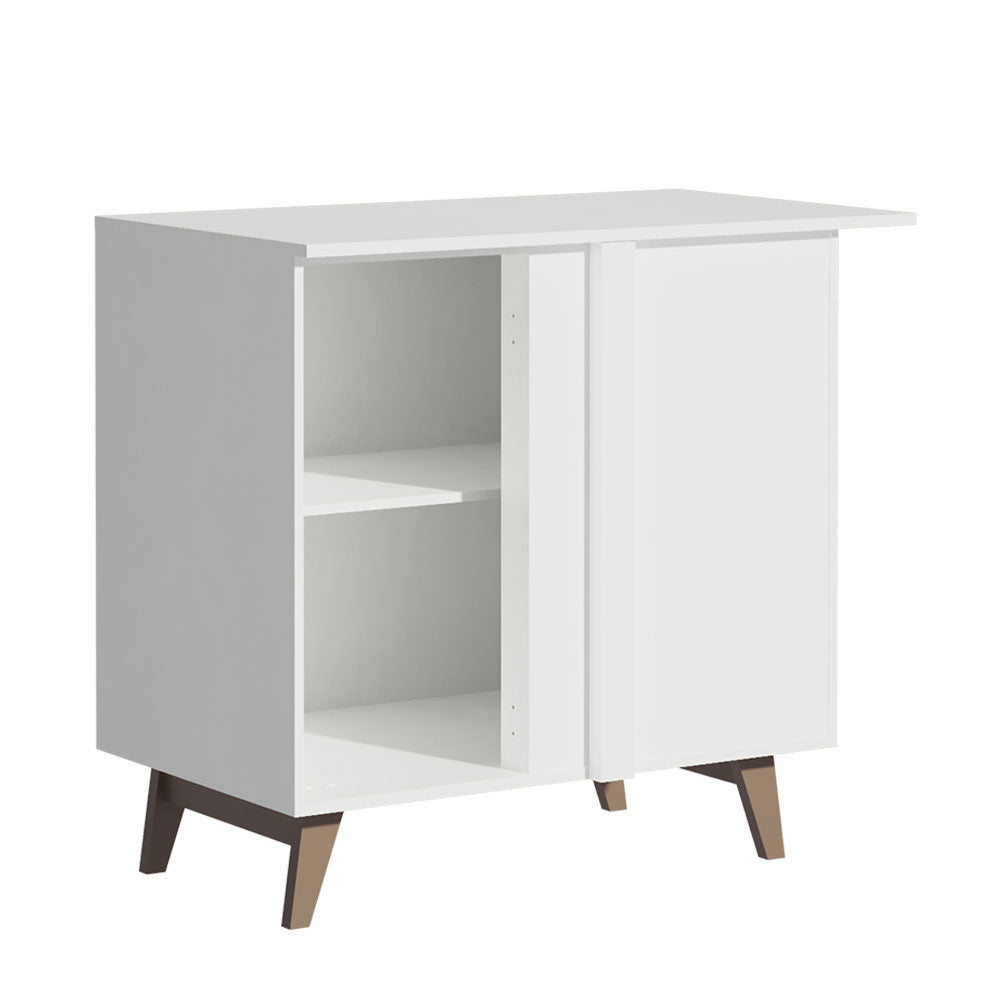 Mueble Inferior de Cocina Esquinero Reims Blanco 90x83cm con Mesón de Madera Aglomerada Mdp y sin Estufa - MUEBLES INFERIORES DE COCINA | Bylmo