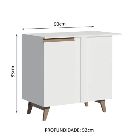 Mueble Inferior de Cocina Esquinero Reims Blanco 90x83cm con Mesón de Madera Aglomerada Mdp y sin Estufa - MUEBLES INFERIORES DE COCINA | Bylmo