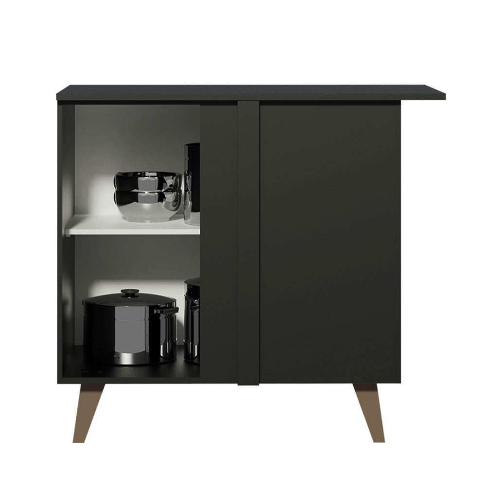 Mueble Inferior de Cocina Esquinero Reims Negro 90x83cm con Mesón de Madera Aglomerada Mdp y sin Estufa - MUEBLES INFERIORES DE COCINA | Bylmo