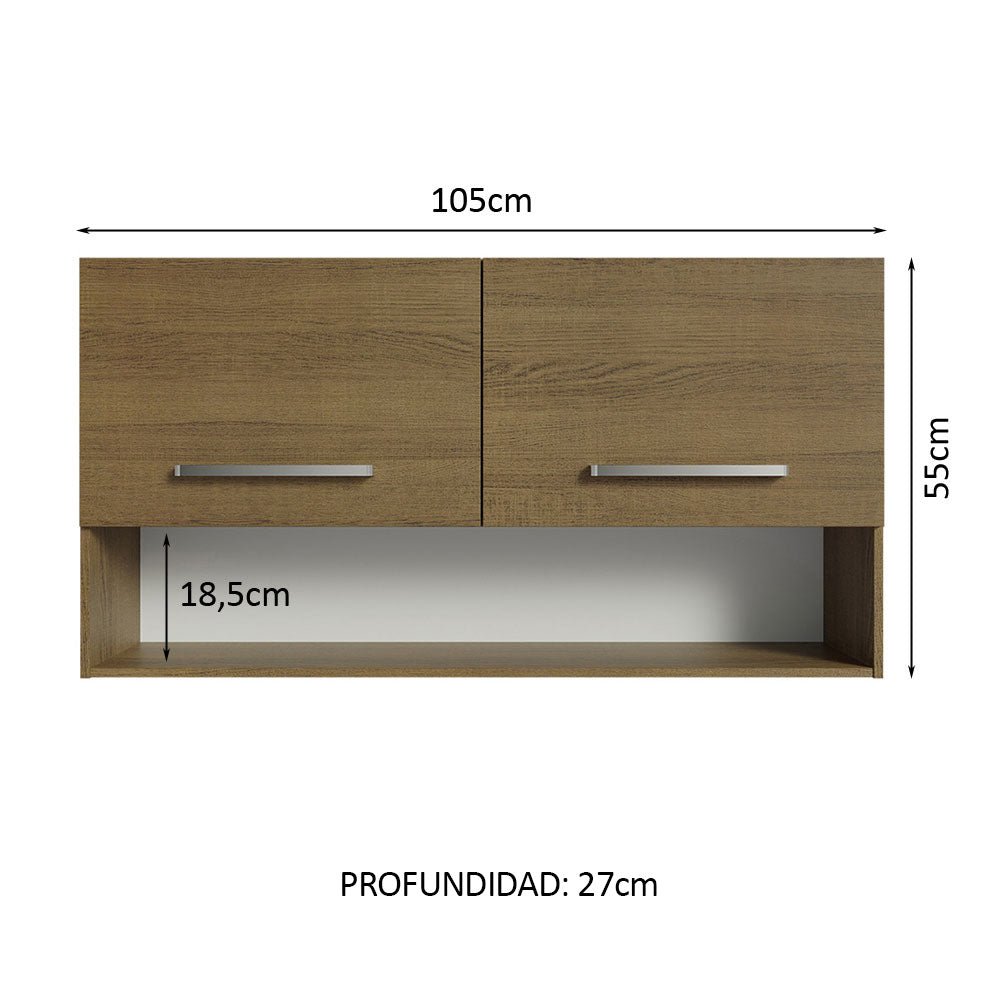 Mueble Superior de Cocina Emily Marron 105x55cm con Dos Entrepaños y con Dos Puertas - MUEBLES SUPERIORES DE COCINA | Bylmo