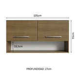 Mueble Superior de Cocina Emily Marron 105x55cm con Dos Entrepaños y con Dos Puertas - MUEBLES SUPERIORES DE COCINA | Bylmo
