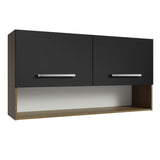 Mueble Superior de Cocina Emily Marron y Negro 105x55cm con Dos Entrepaños y con Dos Puertas - MUEBLES SUPERIORES DE COCINA | Bylmo