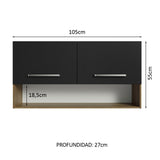 Mueble Superior de Cocina Emily Marron y Negro 105x55cm con Dos Entrepaños y con Dos Puertas - MUEBLES SUPERIORES DE COCINA | Bylmo