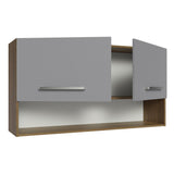 Mueble Superior de Cocina Emily Marron y Gris 105x55cm con Dos Entrepaños y con Dos Puertas - MUEBLES SUPERIORES DE COCINA | Bylmo