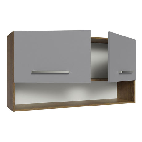Mueble Superior de Cocina Emily Marron y Gris 105x55cm con Dos Entrepaños y con Dos Puertas - MUEBLES SUPERIORES DE COCINA | Bylmo
