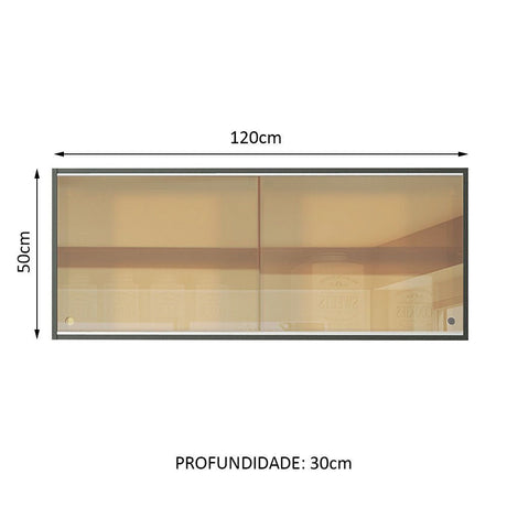 Mueble Superior de Cocina Reims Negro 120x50cm con Cuatro Entrepaños y con Dos Puertas - MUEBLES SUPERIORES DE COCINA | Bylmo