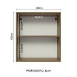 Mueble Superior de Cocina Glamy Marron 60x66cm con Dos Entrepaños y con Una Puerta - MUEBLES SUPERIORES DE COCINA | Bylmo