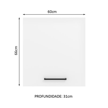 Mueble Superior de Cocina Agata Marron y Blanco 60x66cm con Dos Entrepaños y con Una Puerta - MUEBLES SUPERIORES DE COCINA | Bylmo