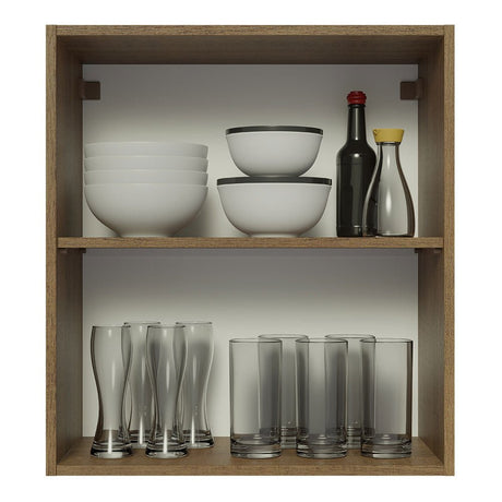 Mueble Superior de Cocina Glamy Marron y Blanco 60x66cm con Dos Entrepaños y con Una Puerta - MUEBLES SUPERIORES DE COCINA | Bylmo