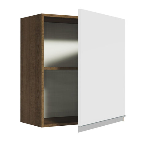 Mueble Superior de Cocina Glamy Marron y Blanco 60x66cm con Dos Entrepaños y con Una Puerta - MUEBLES SUPERIORES DE COCINA | Bylmo