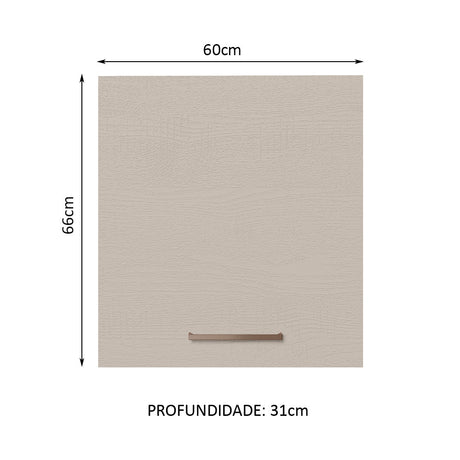 Mueble Superior de Cocina Agata Marron y Crema 60x66cm con Dos Entrepaños y con Una Puerta - MUEBLES SUPERIORES DE COCINA | Bylmo