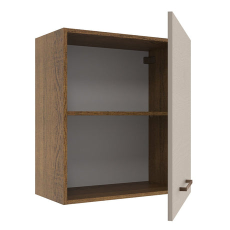 Mueble Superior de Cocina Agata Marron y Crema 60x66cm con Dos Entrepaños y con Una Puerta - MUEBLES SUPERIORES DE COCINA | Bylmo
