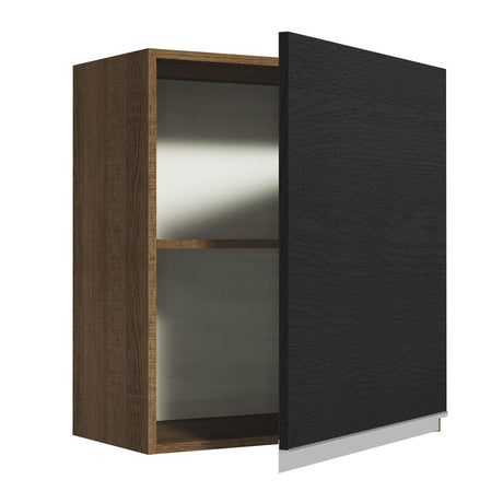 Mueble Superior de Cocina Glamy Marron y Negro 60x66cm con Dos Entrepaños y con Una Puerta - MUEBLES SUPERIORES DE COCINA | Bylmo