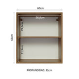 Mueble Superior de Cocina Glamy Marron y Negro 60x66cm con Dos Entrepaños y con Una Puerta - MUEBLES SUPERIORES DE COCINA | Bylmo